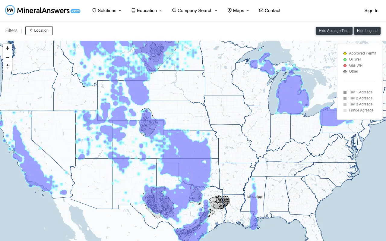 Screenshot of the MineralAnswers website