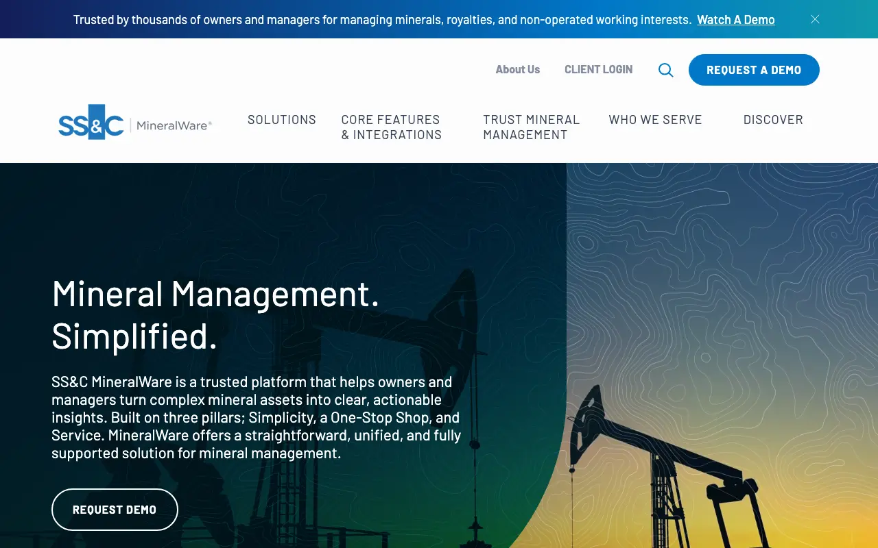 Screenshot of the MineralWare website