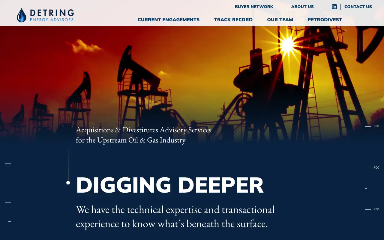 Screenshot of the Detring Energy Advisors website