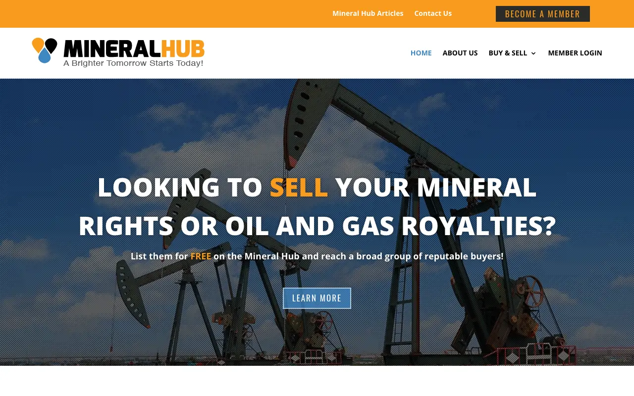 Screenshot of the Mineral Hub website