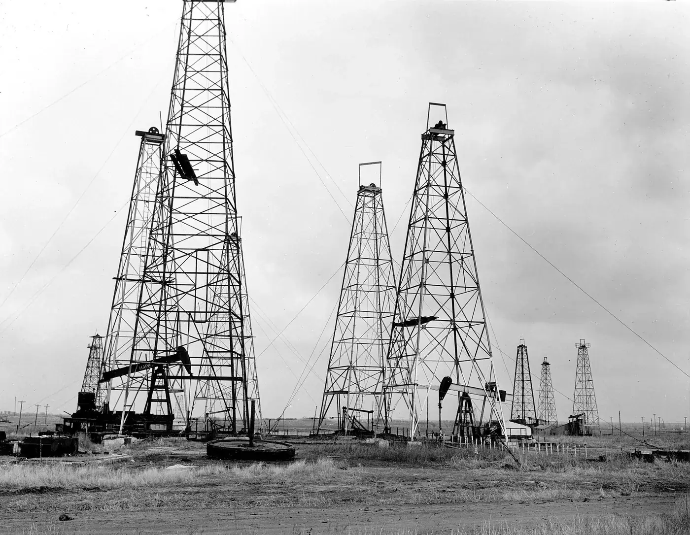 Oklahoma oil field at golden hour