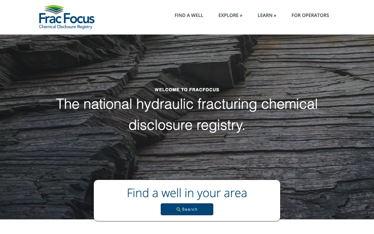 Screenshot of the FracFocus website