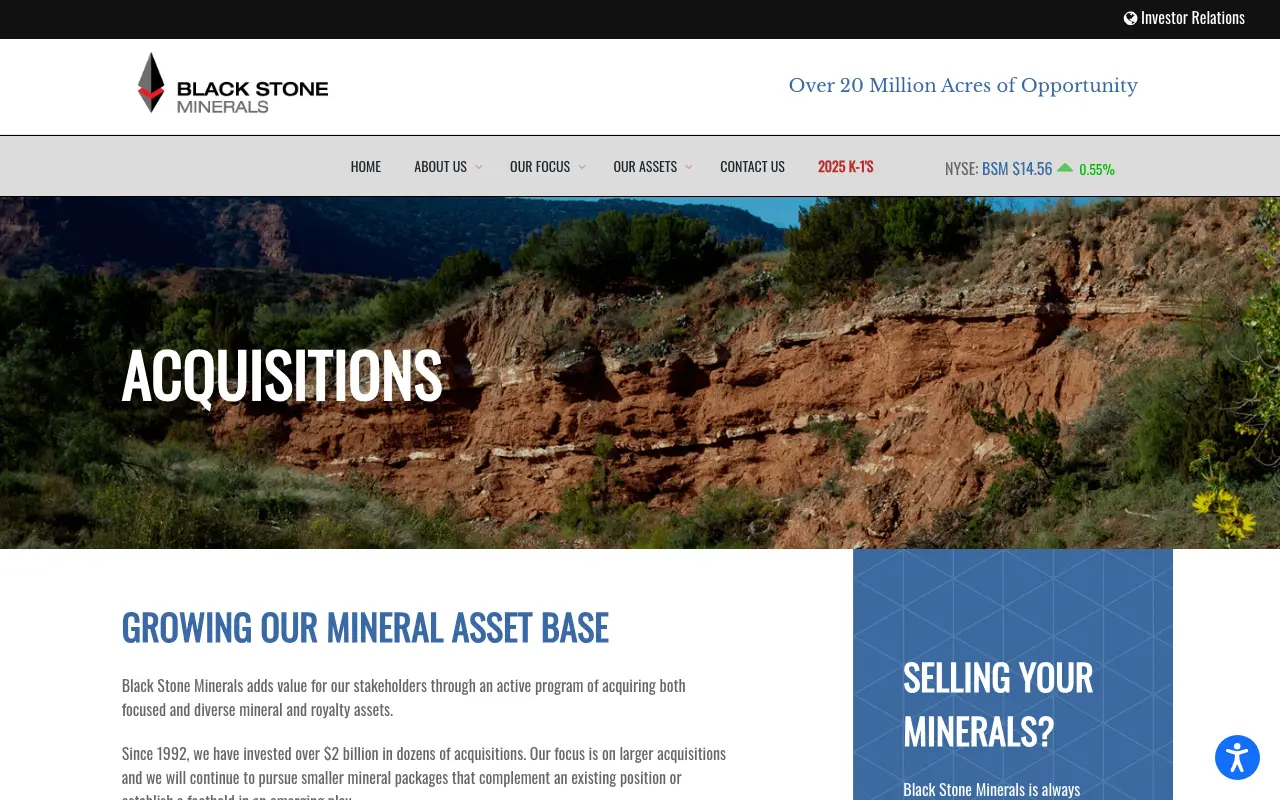Screenshot of the Black Stone Minerals website