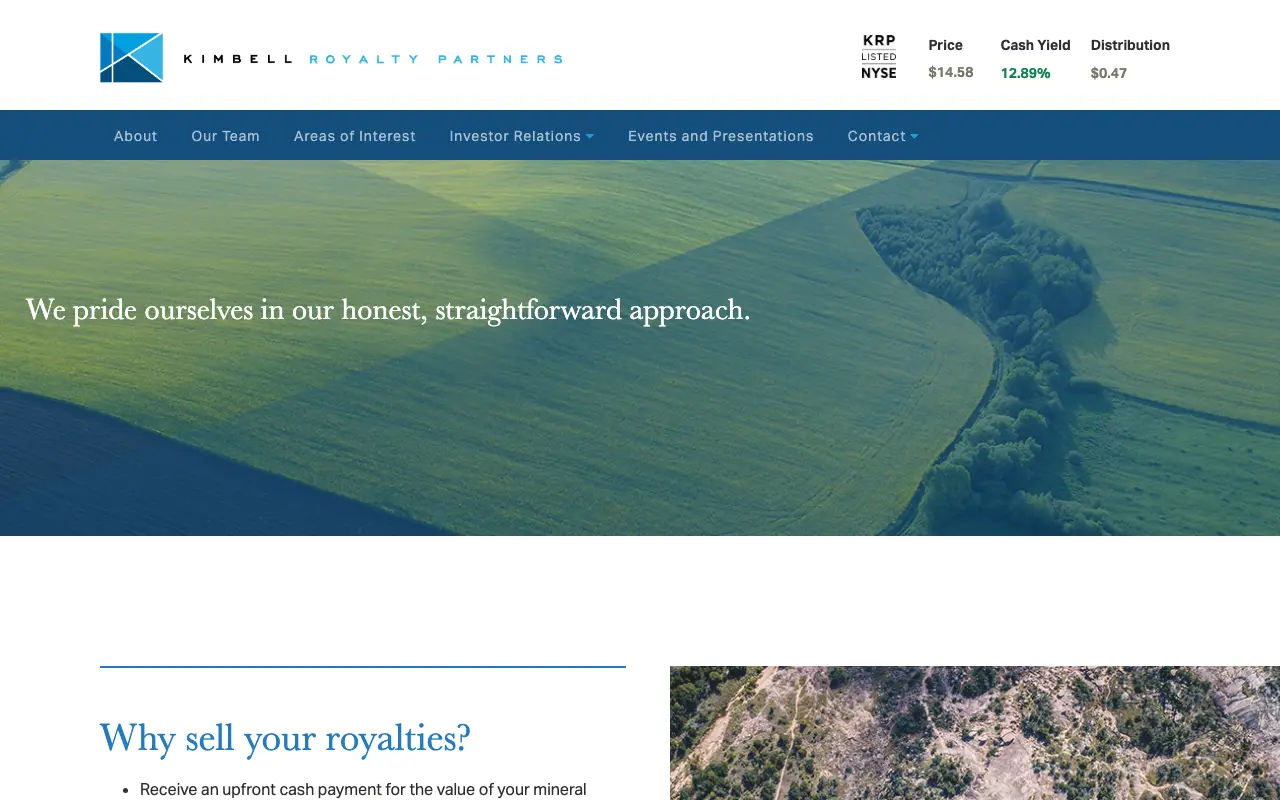 Screenshot of the Kimbell Royalty Partners website