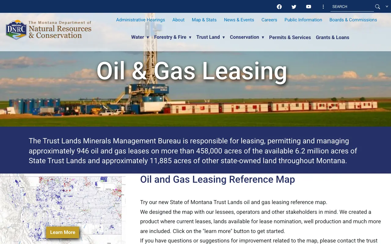 Screenshot of the Montana DNRC website