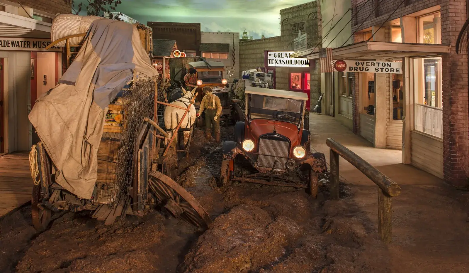 A 1930s oil boom street scene recreated at the East Texas Oil Museum in Kilgore, Texas