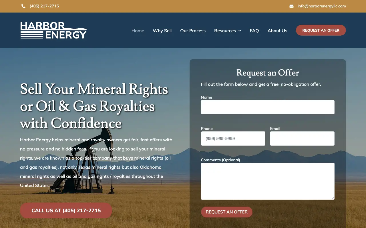Screenshot of the Harbor Energy website