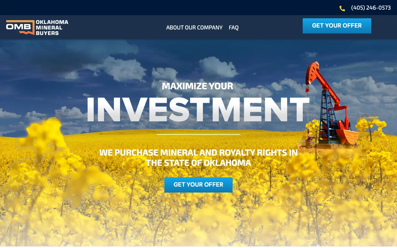 Screenshot of the Oklahoma Mineral Buyers website