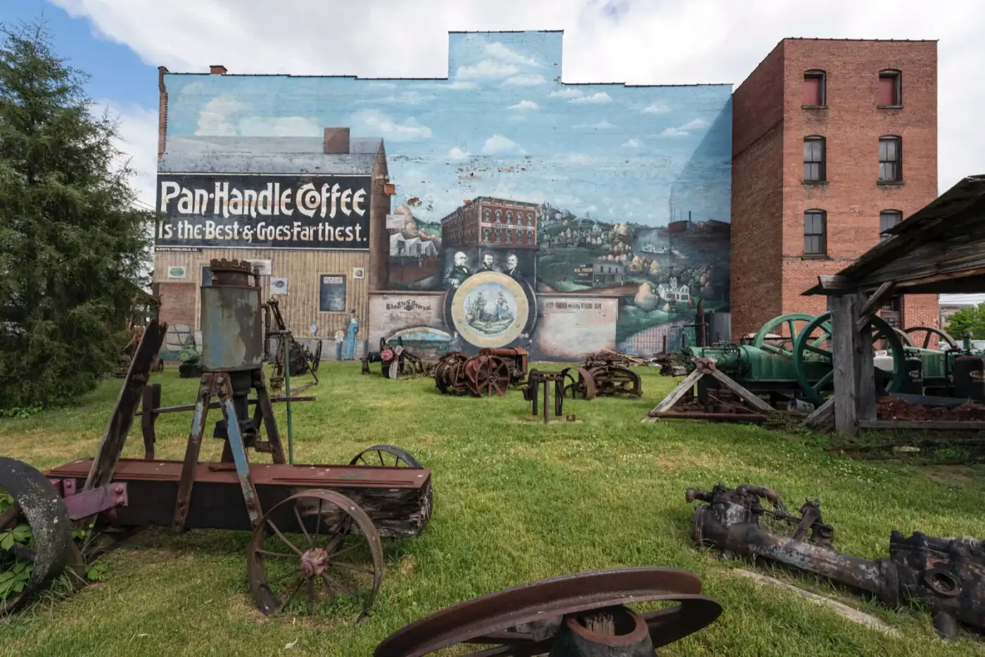 Sell mineral rights in West Virginia: antique oil field engines and equipment displayed outside the Oil and Gas Museum in Parkersburg, West Virginia